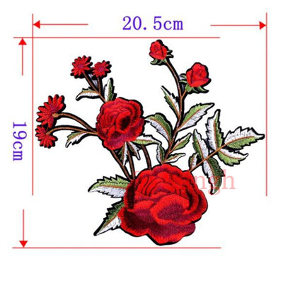 

1 Piece Patches Red Flower Embroidered Patch 3D Applique DIY Sewing Repair Accessories Fabric Stickers Wedding Clothing Patches