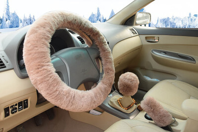 

KAWOSEN 1 Set 3 Pcs Winter Warm Wool Steering Wheel Cover Handbrake Cover Gear Shift Cover 38cm diameter Cute Wool Cover WSWS02