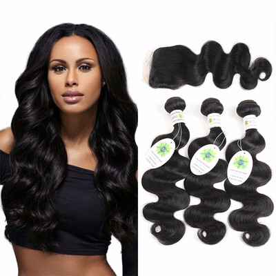 

Peruvian Virgin Hair With Closure 7A Unprocessed Lace Closure With Bundles Human Hair Weave Peruvian Body Wave With Closure