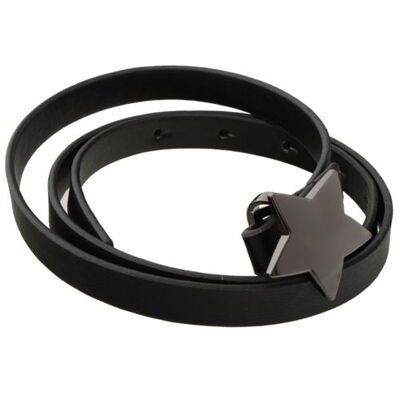 

Fashion Womans Black PU Leather Thin Skinny Pentagram Waistband Casual Belt