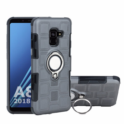 

SHS Phone Case For Samsung Galaxy A8A8 2018A8 PlusA8 Plus 2018 Luxury Armor Ring Bracket Silicon TPU Lattice texture