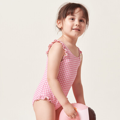 

Yizi Childrens Swimwear Girls Baby Baby Siamese Swimsuit Small Middle School Childrens Cute Triangle Spa Swimwear EZI18G002 Pink White 90cm