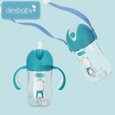 

Dexbaby American childrens cup water bottle drinking cup baby learning cup leak-proof anti-fall handle straw cup with gravity ball handle strap can be replaced fox forest 330ml