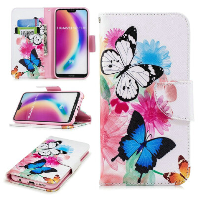 

BEFOSPEY Painting PU LeatherSoft TPU Card Slot Stand Wallet Case For Huawei P20 Lite584