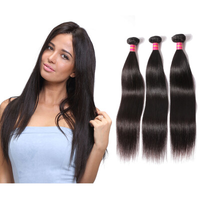 

Ali Queen Hair Products 3pcs Lot Natural Color Brazilian Virgin Hair Straight Human Hair Weave Bundles