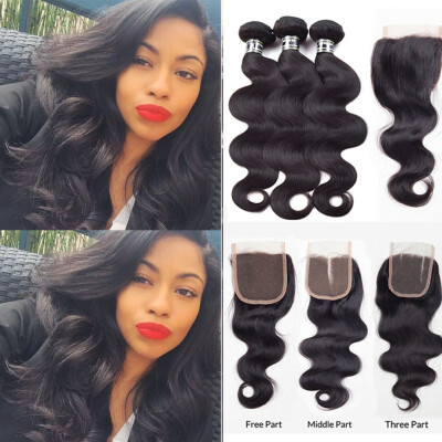 

Amazing Star Indian Virgin Hair Body Wave Bundles with Closure Body Wave with Crochet Closure Top Quality Human Hair with Closure