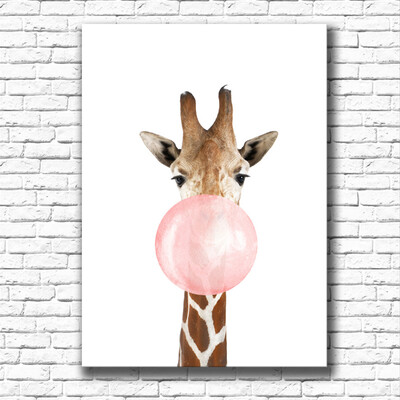 

European minimalist living room with frame decoration painting Nordic small fresh animal blowing bubble hanging painting fabri