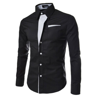 

Zogaa Mens Shirt Stripes Patch