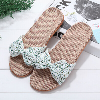 

Yuhuaze bow linen slippers home soft bottom sweat-absorbent dry four seasons can wear indoor sandals&slippers floor drag 35-36 yards