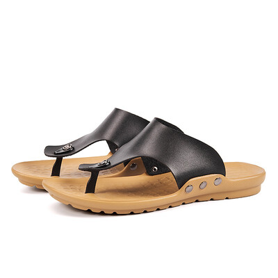 

Mens fashion flip-flops non-slip waterproof Super light Beach shoes Genuine leather slippers Mens sandals Outdoor leisure shoes