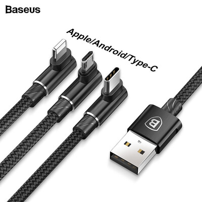 

Baseus USB Cable 3 in 1 MVP Elbow Cable Apple AndroidType-C for iPhone Samsumg Huawei charging&data transfer
