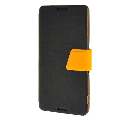 

MOONCASE Xperia Z4 , Leather Flip Bracket Back ЧЕХОЛ ДЛЯ Sony Xperia Z4 Black Yellow