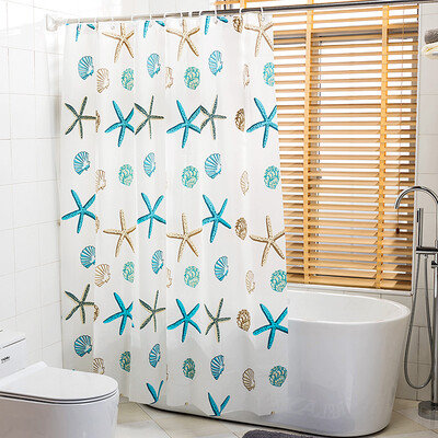 

More beautiful recall 180180cm shower curtain cloth thick waterproof mildew shower curtain with shower curtain ring bathroom shade cloth starfish