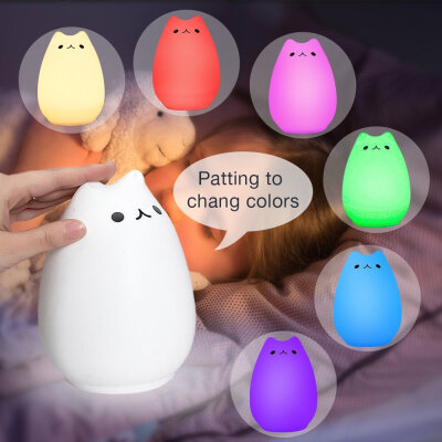 

7 Colors Cat LED USB Children Animal Night Light Silicone Soft Cartoon Baby Nursery Lamp Breathing LED Night Light