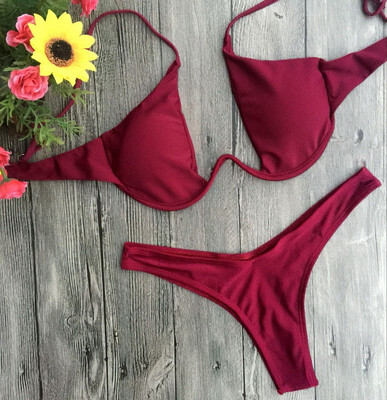 

Fashion Sexy Women Ruffle Swimwear Bikini Set Gathering steel support bikini