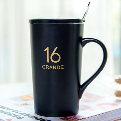 

【Jingdong Supermarket】 Porcelain Soul Creative Gift Ceramic Mug Couple Coffee Mug Milk Cup Office Cup With Cover With Spoon Water Cup Matte White 16oz