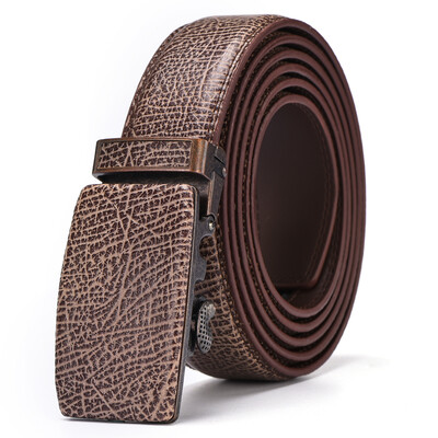 

XHtang Mens Belt Autolock Honorable Leather Ratchet Belt Automatic Buckle Belt Strap Suit Belt Jeans Gift