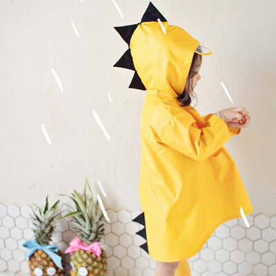 

Banzheni childrens raincoat non-disposable boys&girls poncho cloak raincoat cute little dinosaur schoolbags poncho cloak childrens rain gear reusable yellow XXL