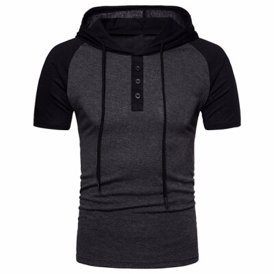 

Mens Fashion Casual Breathable Hooded Short Sleeve Contrast Color Slim Fit T-Shirt