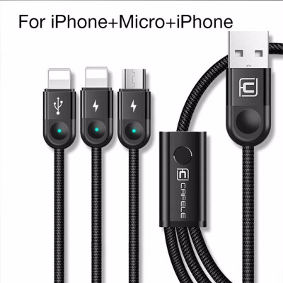 

Cafele Multi LED Lighting USB Cable for iPhone Cable Micro USB C 3 in 1 Braided Charging Cable for iPhone X8 plus7 plus