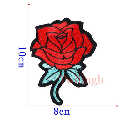 

1 Piece Big Flower Patches Iron on 3D Embroidered Sequined Patch Red Rose Applique Sew On DIY Patch Accessories Clothes Patches