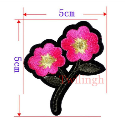 

1 Piece Plum Blossom Flower Patches Iron on 3D Embroidered Patch Red Rose Applique Sew On DIY Repair Accessories Clothes Patches