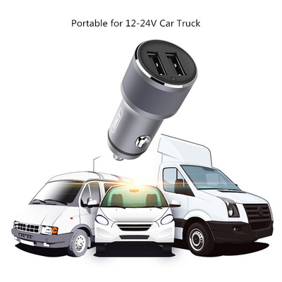 

JOWAY Car Charger JC63 Dual USB Output 5V 24A Aluminum Alloy Metal Car Charger Potable Car Truck use for Mobile Phones