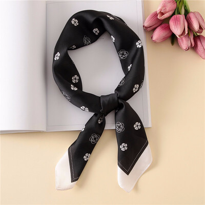 

Guttavalli Women Vintage Camellias Small Ties Female Geometric Floral Wraps Summer Chevron Sunscreen Soft Silk Flowers Scarves