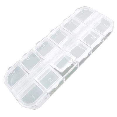 

UpperX 10 Pcs 12 Empty Divided Plastic Box Case Set Nail Art Decoration Rhinestone New
