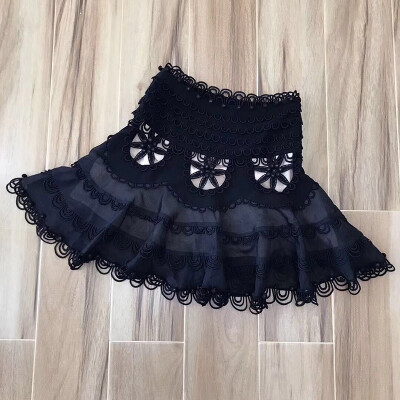 

Tutu Mini Skirt Hollow Out Elastic High Waist Large Size Draped Skirts Female 2018 Summer Fashion Sexy Clothing