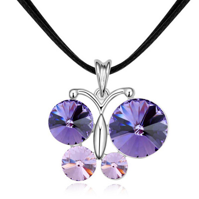 

White Gold Plated Butterflies Pendants Necklace Austrian Crystals from Swa Elements Women Fashin Jewelry Accessories 14580