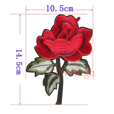 

1 Pcs Top New Brand Patches Bird Red Rose Flower Embroidered Patch DIY Iron On Sew On Fabric Repair Clothing For Wedding Patches