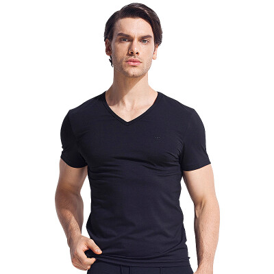 

Seven Wolves Men&39s Pure Cotton Short Sleeve T-Shirt Men&39s V-Neck Shirt Summer Sports 98714 Black XXXL