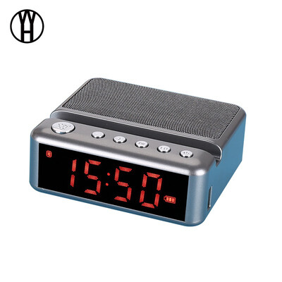 

WH Portable Bluetooth Speakers with phone stand FM Radio Alarm Clock Wireless Stereo Subwoofer Music Box Support LCD Display