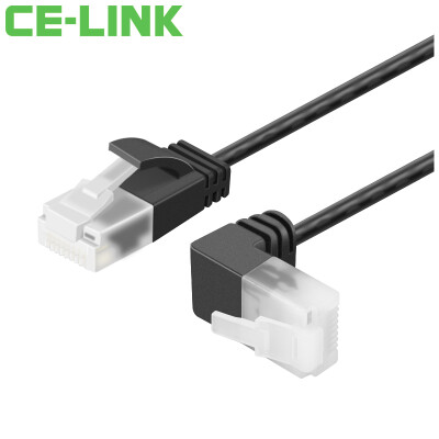 

CE-LINK CAT6A network cable fine network cable super six UTP high speed network cable 90 degree elbow bending network cable black 5 meters 4341