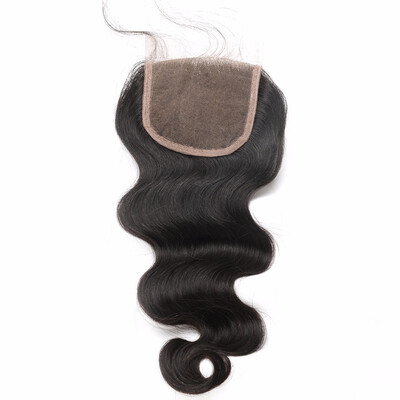 

4x4 Lace Closure Brazilian Human Hair Body Wave Bleached Knots with Baby Hair Dolago