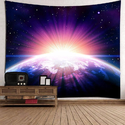

Galaxy Starry Star Earth Hanging Wall And Blanket Background Fabric Multipurpose Vintage Hippie Beach And Yoga Towel