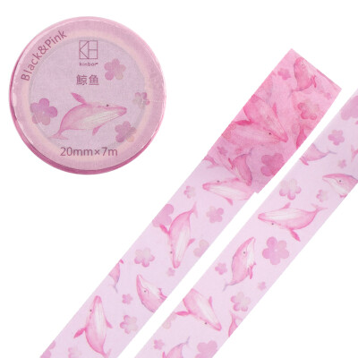 

Kinbor hand book&paper tape 20mm7m hand book sticker color tape Black pink - whale DTB64338