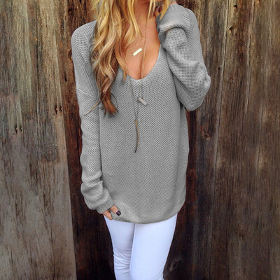 

Pure Color Round Neck Long Sleeve Loose Sweater