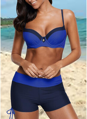 

2018 Color Block Patches Underwire Push Up Padded Bikini