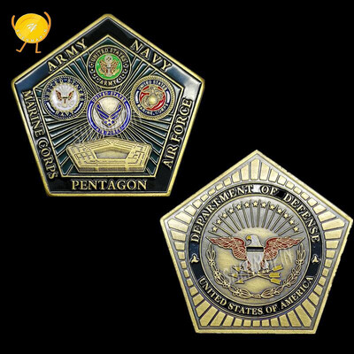 

US army navy&air force four military commemorative coin pentagon shaped military challenge coins