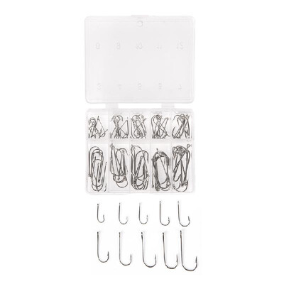 

1 Box 100Pcs 3 - 12 10 Sizes Steel Jig Hooks with Hole Fishing Tackle