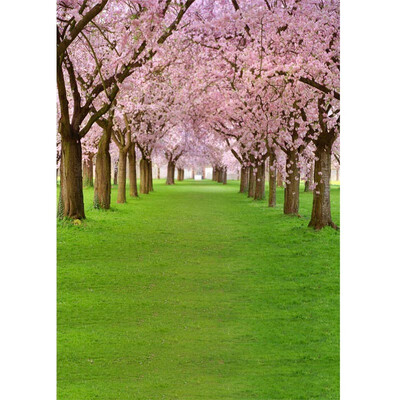 

Pink Blossom Green Spring Photo Backdrop 57FT Vinyl Fabric Cloth Digital Printing Photo Background s-597