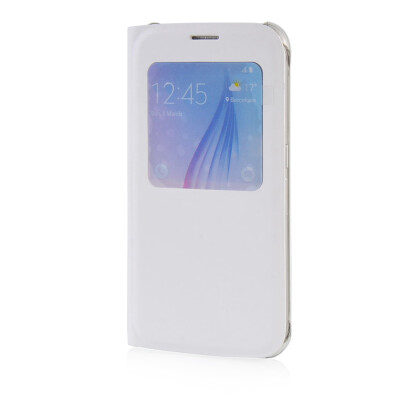 

MOONCASE High grade Leather Side Flip Pouch Shell Back Case Cover for Samsung Galaxy S6 White