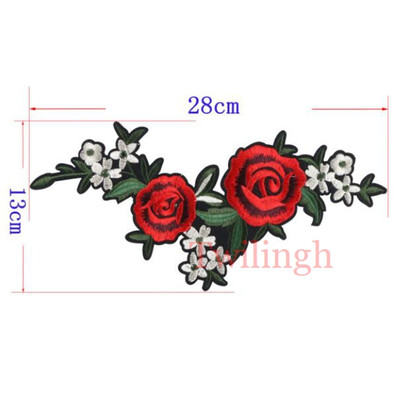

1 Piece Patches Red Flower Embroidered Patch 3D Applique DIY Sewing Repair Accessories Fabric Stickers Wedding Clothing Patches