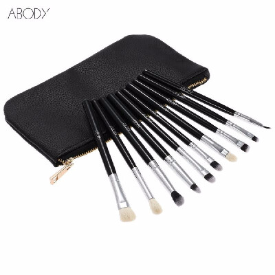 

Abody 10Pcs Professional Eye Makeup Brushes Kit Cosmetic Makeup Set Wood Handle Goat Hair Brush Superfine Fibre Brush Pouch Bag