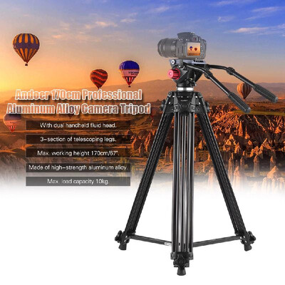 

Andoer Professional Aluminum Alloy Video Camera Tripod with Dual Handled Fluid Hydraulic Head for Canon Nikon Sony DSLR Camera Cam