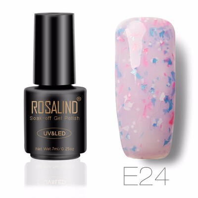 

ROSALIND Gel 1S SNOWFLAKE 7ML Glitter 24 Color Nail Gel Polish LED UV glitter Gel Varnish Soak Off Base Top Coat Needed Nail Art