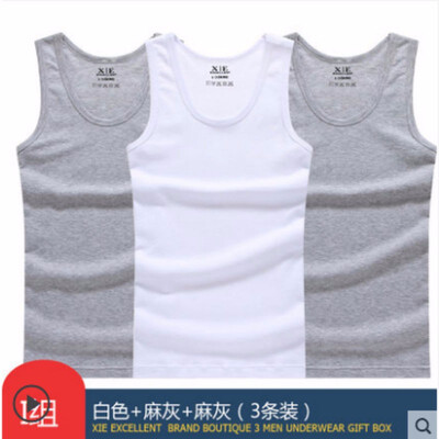 

Xie Jiaer three-piece mens vest mens tight cotton slim self-cultivation hurdles bottoming stretch youth sweat vest summer