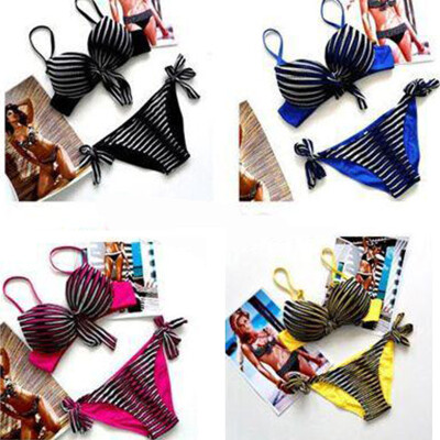 

Burst striped bikini swimsuit split